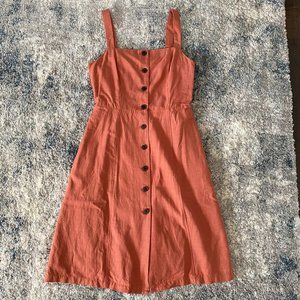 GAP Linen-Blend Button Up Dress Pockets 8t Coral